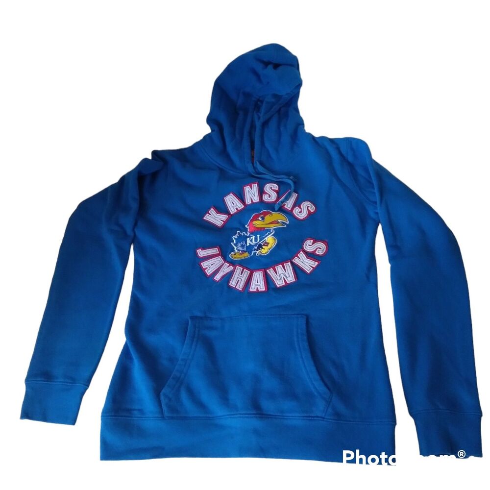 Kansas Jayhawks Hoodie Sweatshirt Size XL Blue KU Football Sports Fall Stadium